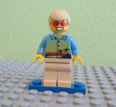 LEGO Minifigure-Sunset and Palm Trees - Tan Legs, Red Glasses, Tan Male Hair-Town / City-TWN077-Creative Brick Builders